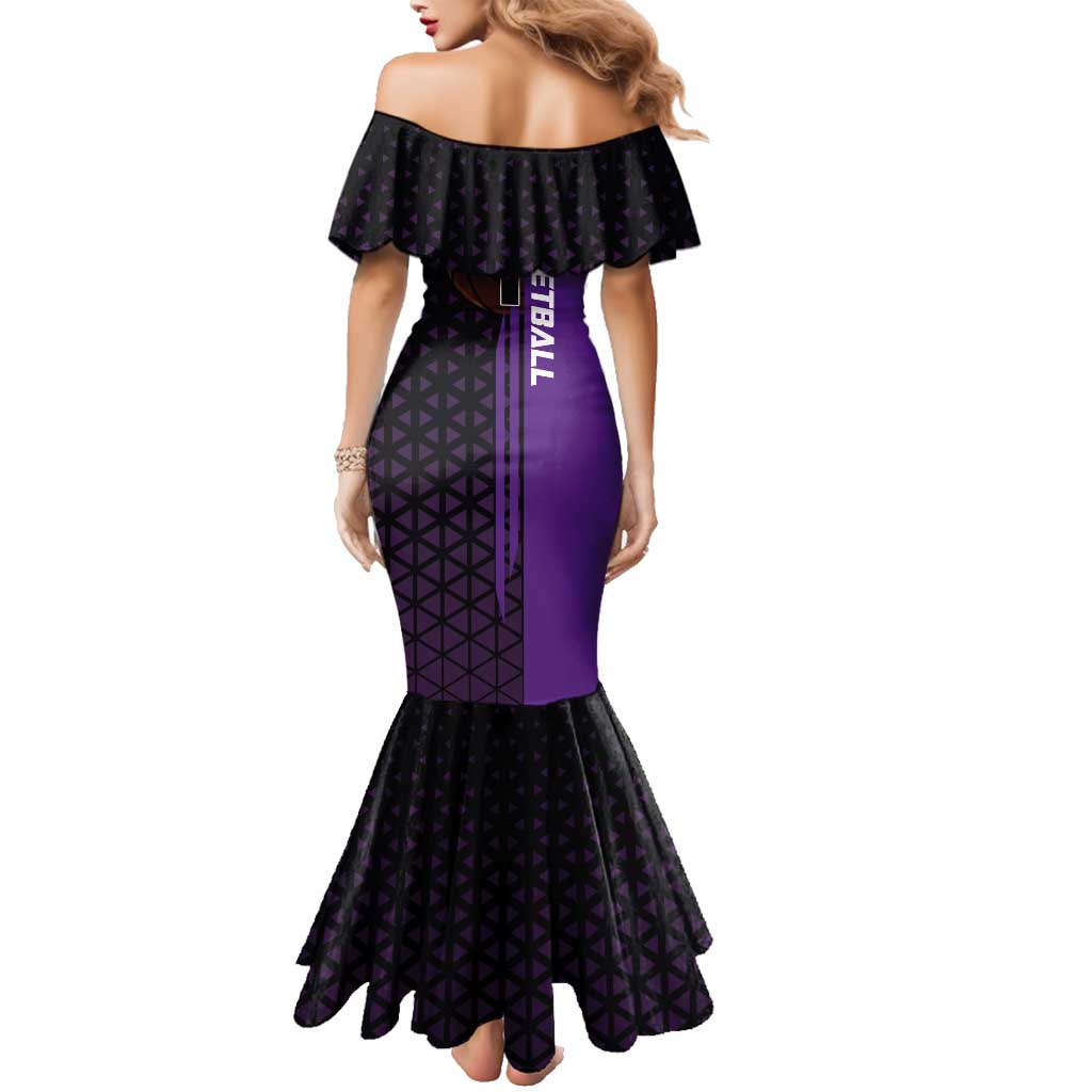 Marco One Piece Basketball Theme Purple and Black Design Family Matching Mermaid Dress and Hawaiian Shirt with Phoenix Emblem and Action Pose