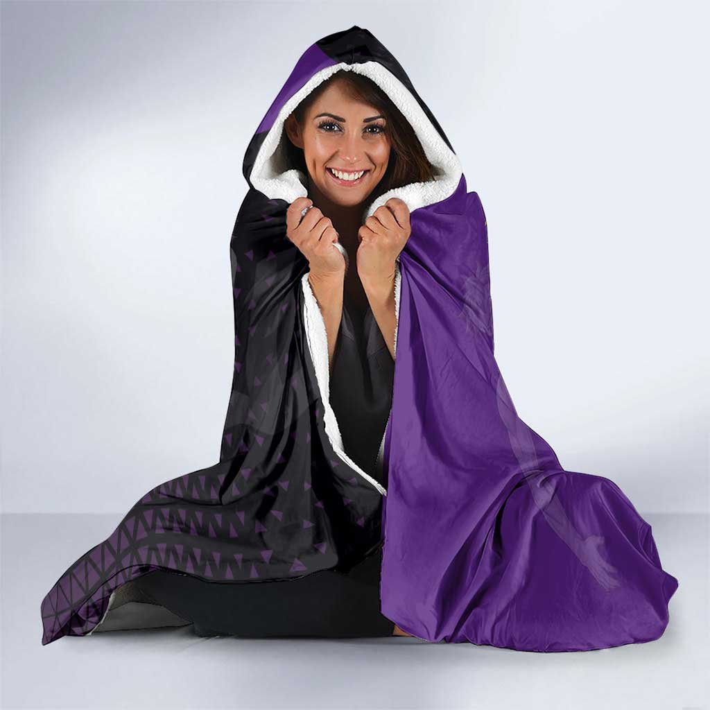 Marco One Piece Basketball Theme Purple and Black Design Hooded Blanket with Phoenix Emblem and Action Pose - The Mazicc