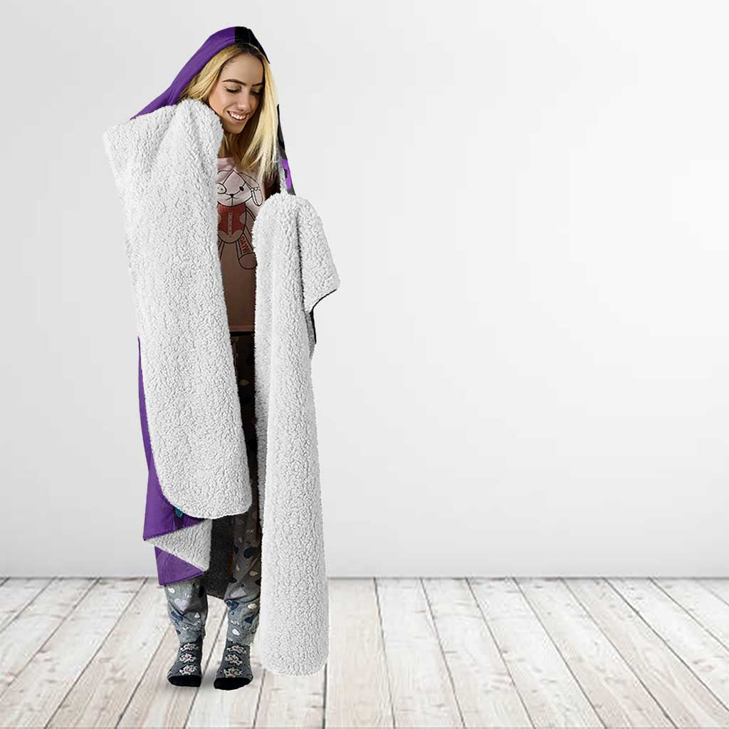 Marco One Piece Basketball Theme Purple and Black Design Hooded Blanket with Phoenix Emblem and Action Pose - The Mazicc