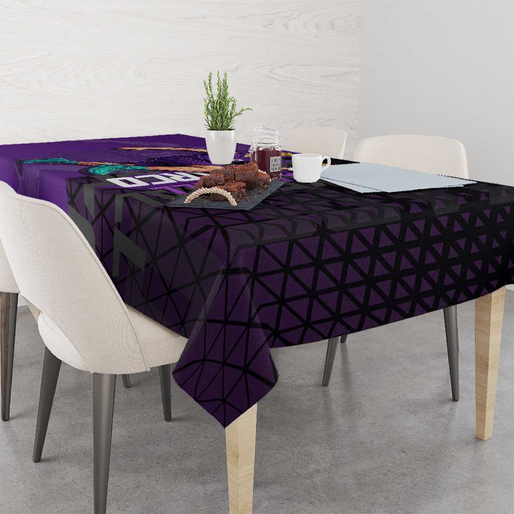 Marco One Piece Basketball Theme Purple and Black Design Tablecloth with Phoenix Emblem and Action Pose - The Mazicc
