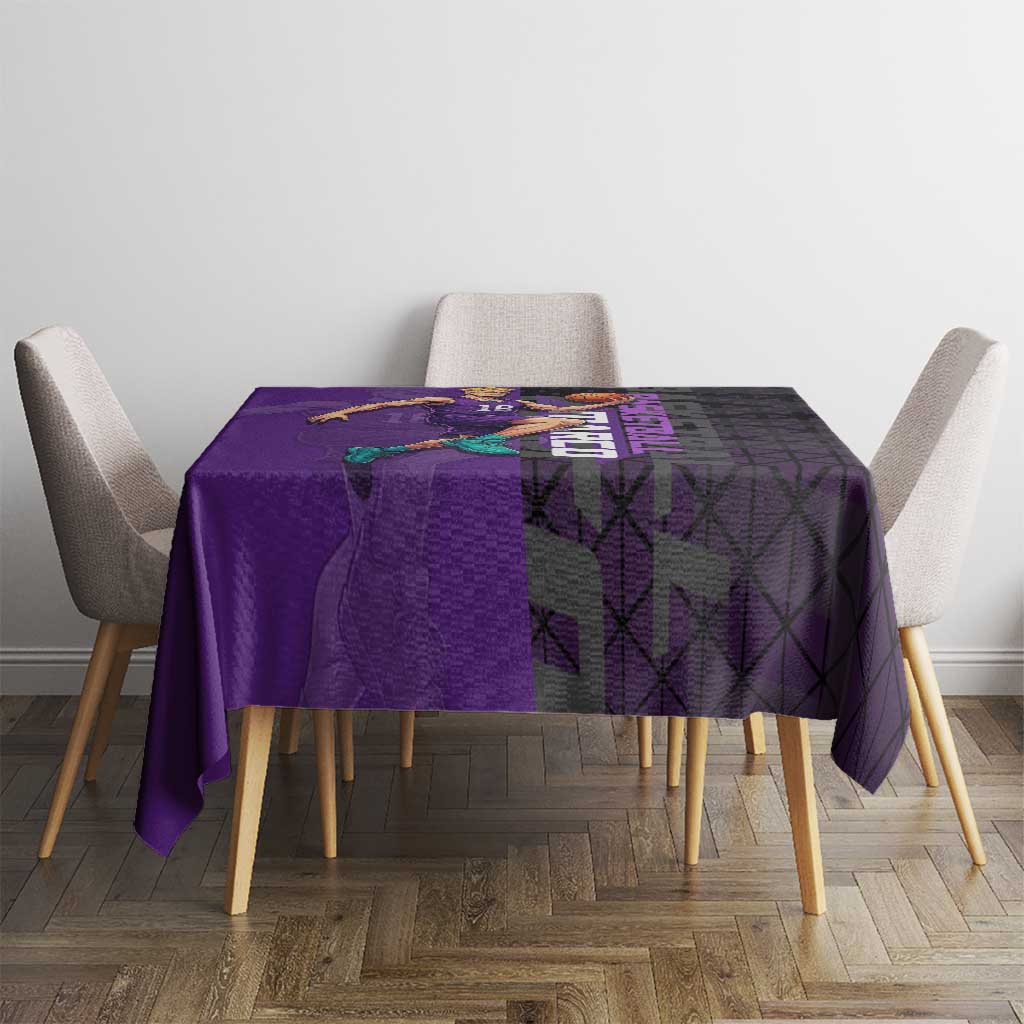 Marco One Piece Basketball Theme Purple and Black Design Tablecloth with Phoenix Emblem and Action Pose - The Mazicc