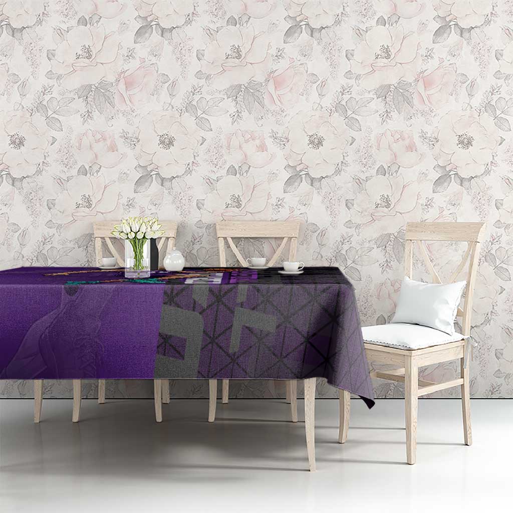 Marco One Piece Basketball Theme Purple and Black Design Tablecloth with Phoenix Emblem and Action Pose - The Mazicc