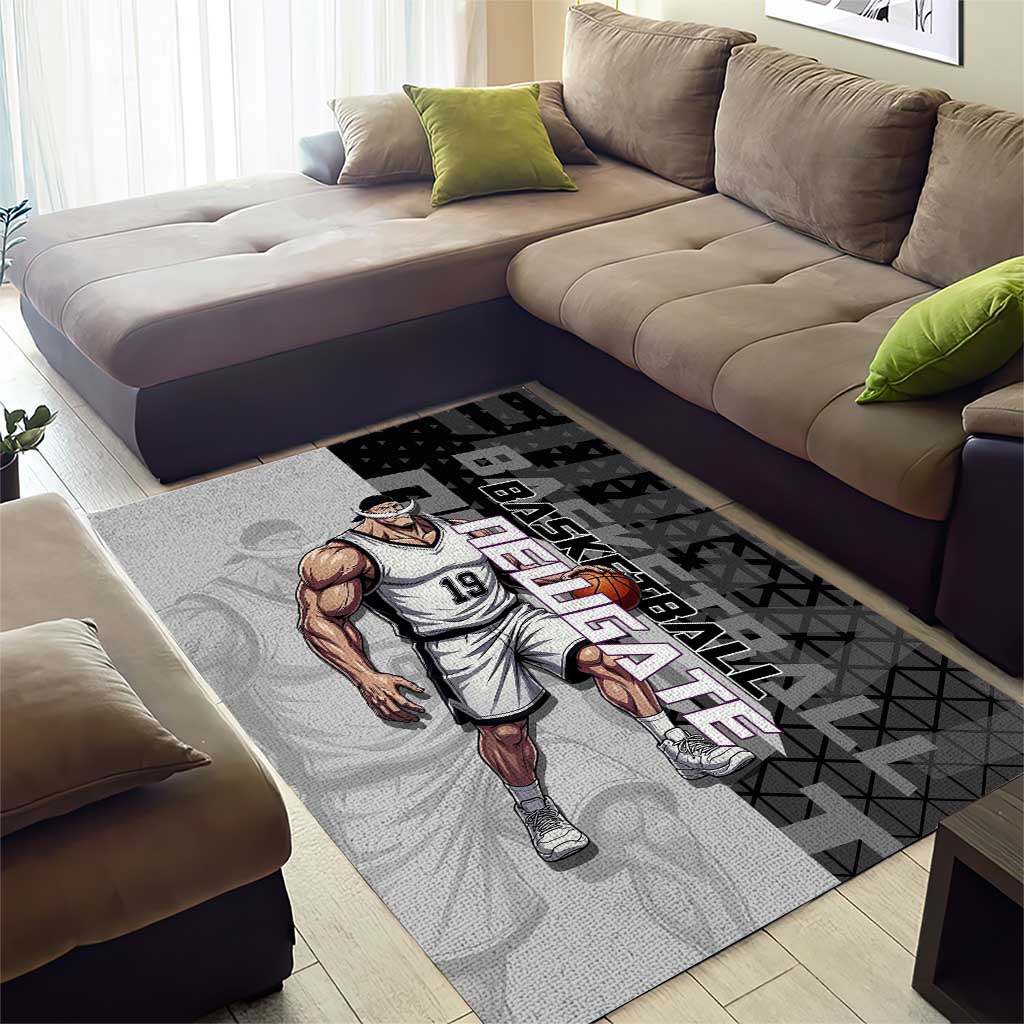 Whitebeard Newgate One Piece Basketball Theme Black and White Design Area Rug with Crossed Moustache Emblem and Dominant Pose - The Mazicc