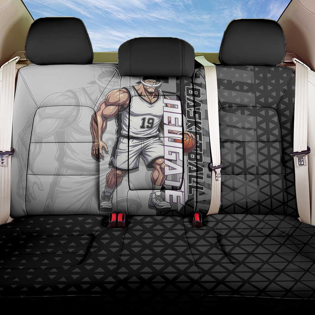 Whitebeard Newgate One Piece Basketball Theme Black and White Design Back Car Seat Cover with Crossed Moustache Emblem and Dominant Pose - The Mazicc