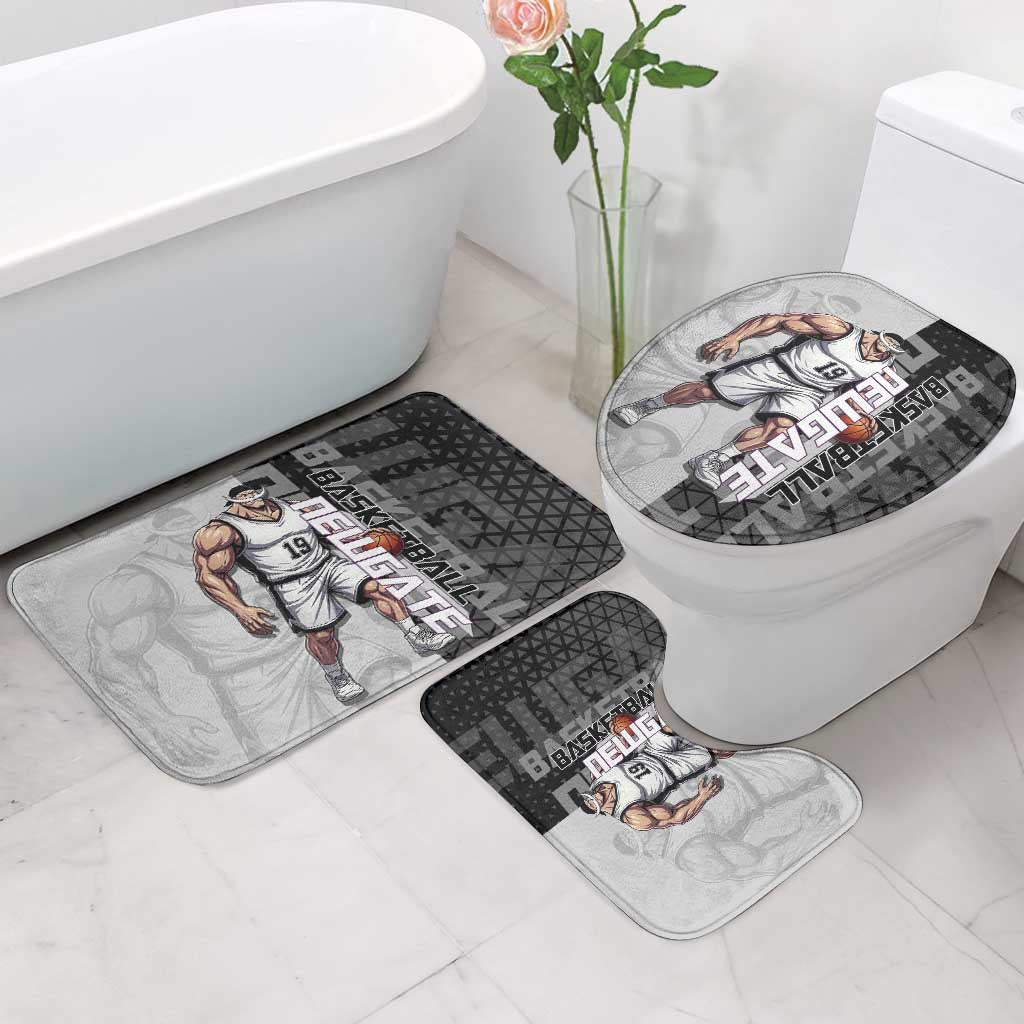 Whitebeard Newgate One Piece Basketball Theme Black and White Design Bathroom Set with Crossed Moustache Emblem and Dominant Pose - The Mazicc