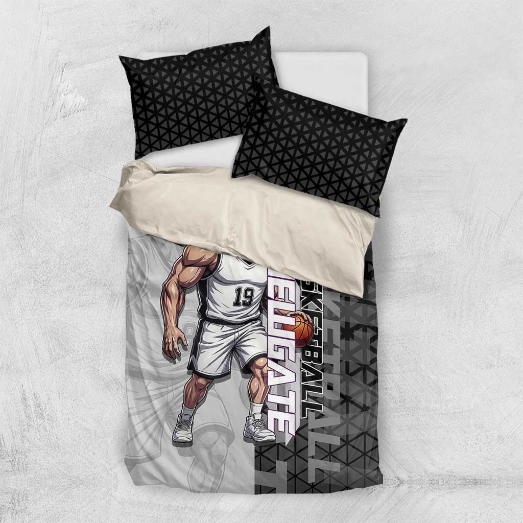 Whitebeard Newgate One Piece Basketball Theme Black and White Design Bedding Set with Crossed Moustache Emblem and Dominant Pose - The Mazicc