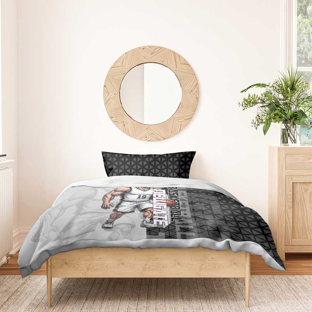 Whitebeard Newgate One Piece Basketball Theme Black and White Design Bedding Set with Crossed Moustache Emblem and Dominant Pose - The Mazicc