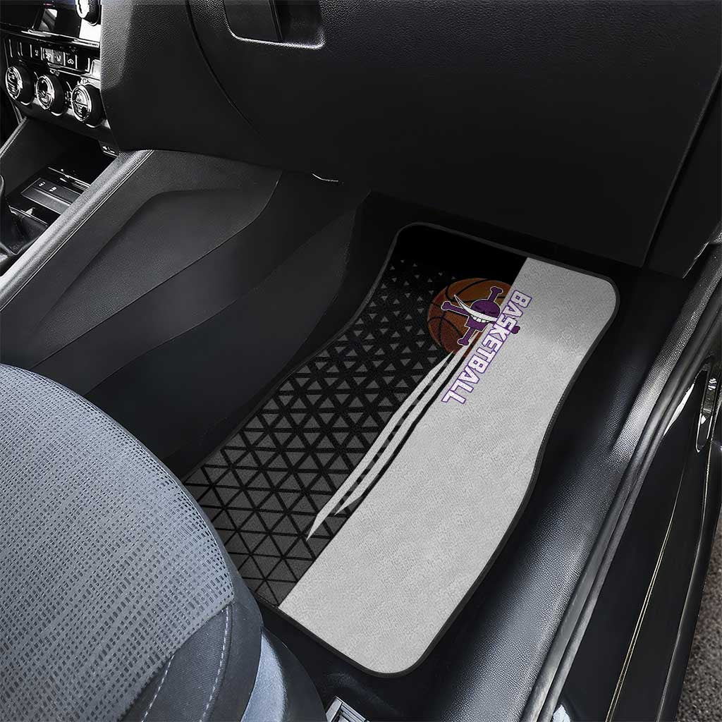 Whitebeard Newgate One Piece Basketball Theme Black and White Design Car Mats with Crossed Moustache Emblem and Dominant Pose - The Mazicc