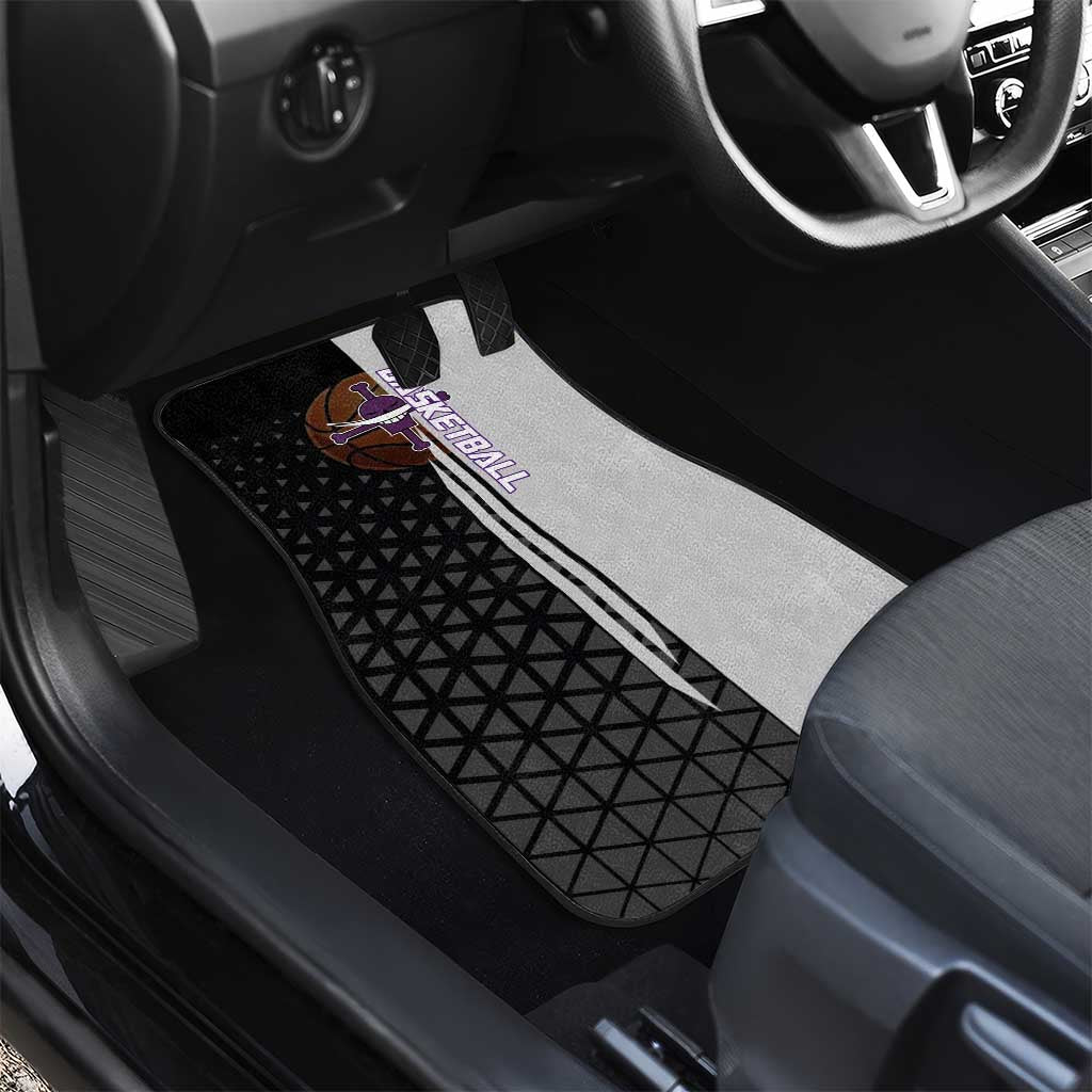 Whitebeard Newgate One Piece Basketball Theme Black and White Design Car Mats with Crossed Moustache Emblem and Dominant Pose - The Mazicc