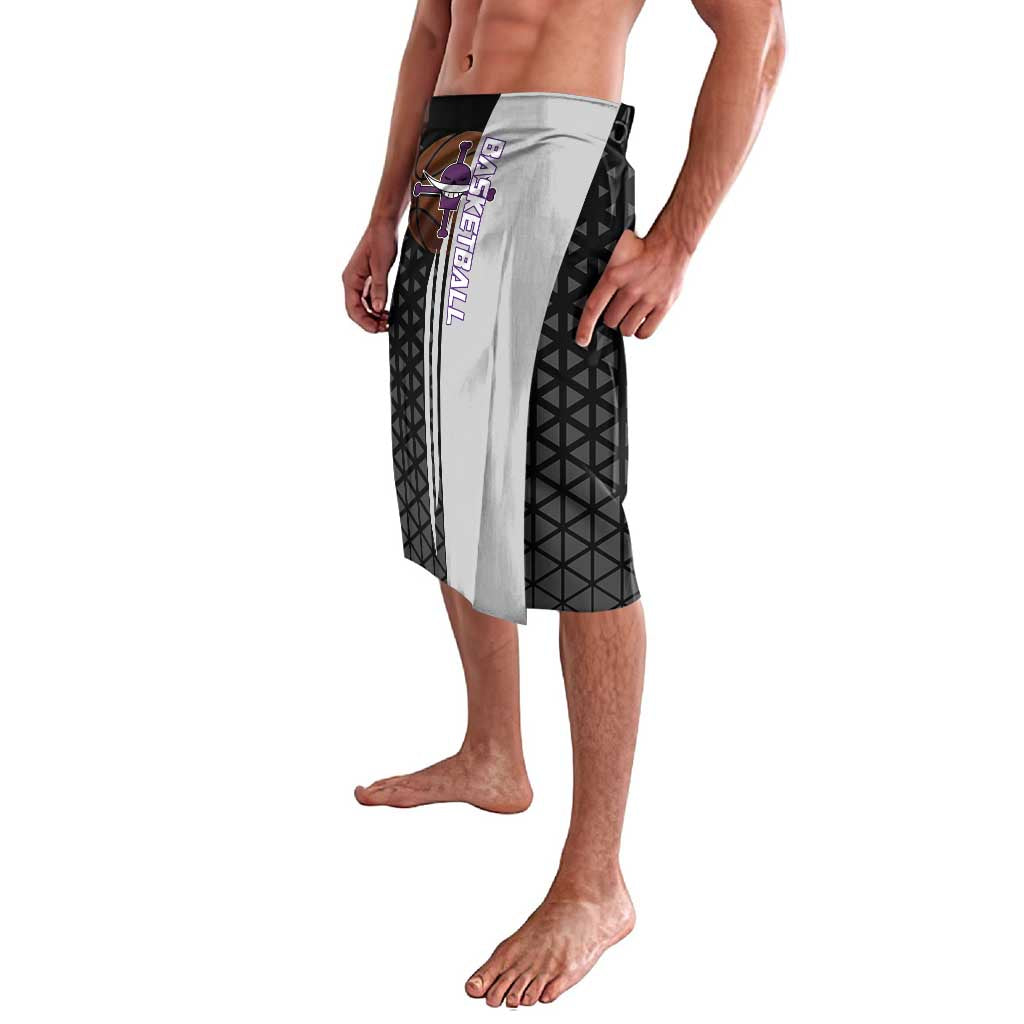 Whitebeard Newgate One Piece Basketball Theme Black and White Design Lavalava with Crossed Moustache Emblem and Dominant Pose - The Mazicc