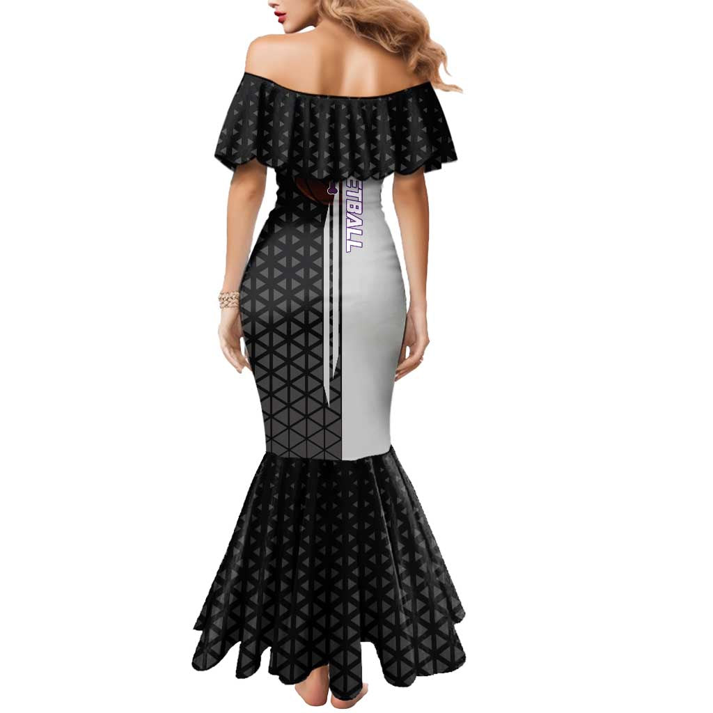 Whitebeard Newgate One Piece Basketball Theme Black and White Design Mermaid Dress with Crossed Moustache Emblem and Dominant Pose - The Mazicc