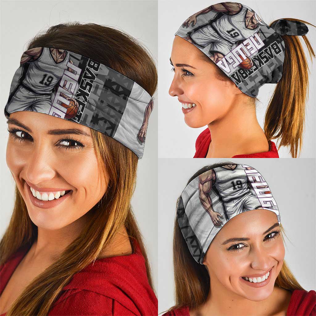 Whitebeard Newgate One Piece Basketball Theme Black and White Design Neck Gaiter with Crossed Moustache Emblem and Dominant Pose - The Mazicc
