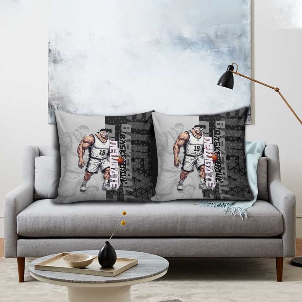 Whitebeard Newgate One Piece Basketball Theme Black and White Design Pillow Cover with Crossed Moustache Emblem and Dominant Pose - The Mazicc