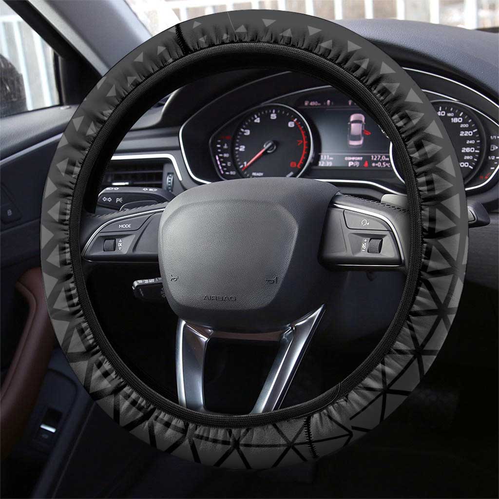 Whitebeard Newgate One Piece Basketball Theme Black and White Design Steering Wheel Cover with Crossed Moustache Emblem and Dominant Pose - The Mazicc