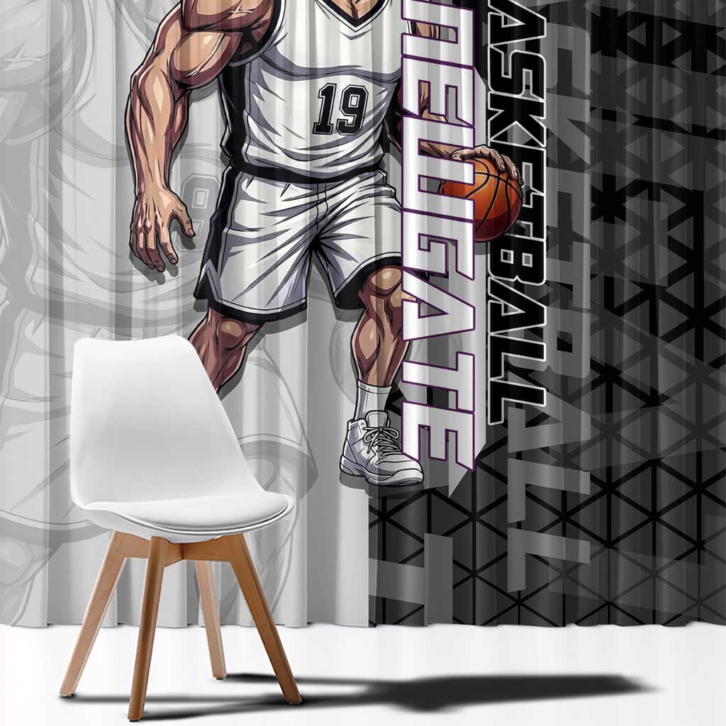Whitebeard Newgate One Piece Basketball Theme Black and White Design Window Curtain with Crossed Moustache Emblem and Dominant Pose - The Mazicc