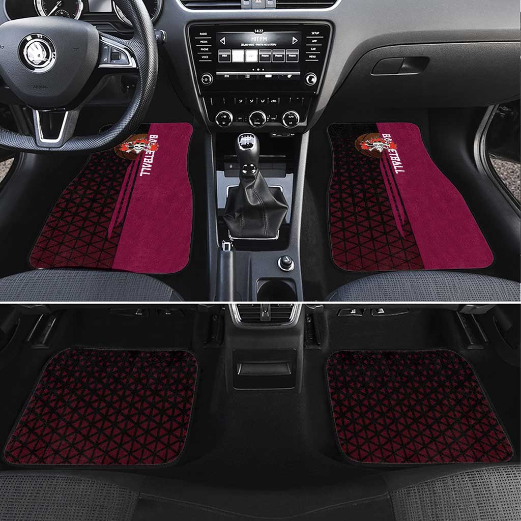 Eustass Kid One Piece Basketball Theme Red and Black Design Car Mats with Flame Skull Emblem and Mechanical Arm Pose - The Mazicc
