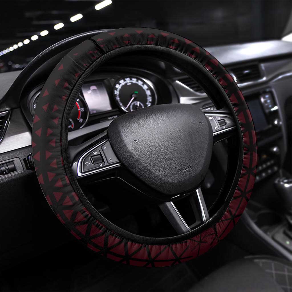 Eustass Kid One Piece Basketball Theme Red and Black Design Steering Wheel Cover with Flame Skull Emblem and Mechanical Arm Pose - The Mazicc