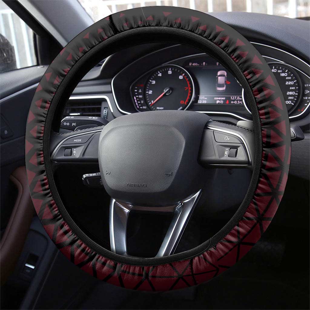 Eustass Kid One Piece Basketball Theme Red and Black Design Steering Wheel Cover with Flame Skull Emblem and Mechanical Arm Pose - The Mazicc