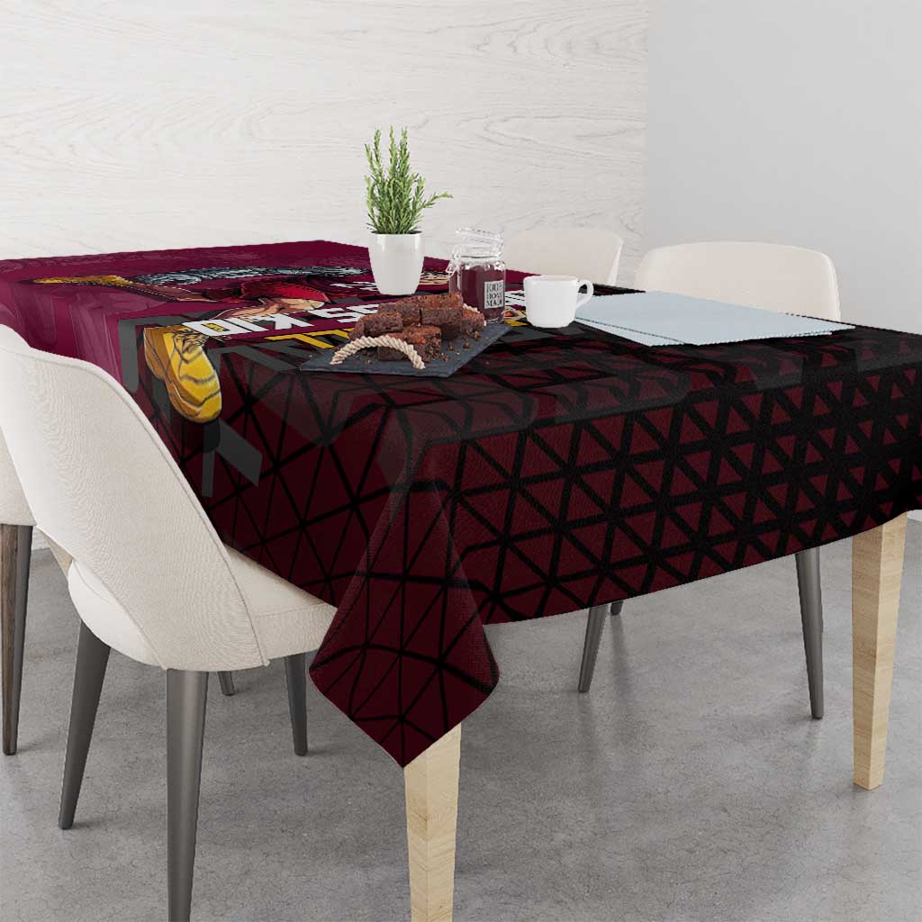 Eustass Kid One Piece Basketball Theme Red and Black Design Tablecloth with Flame Skull Emblem and Mechanical Arm Pose - The Mazicc