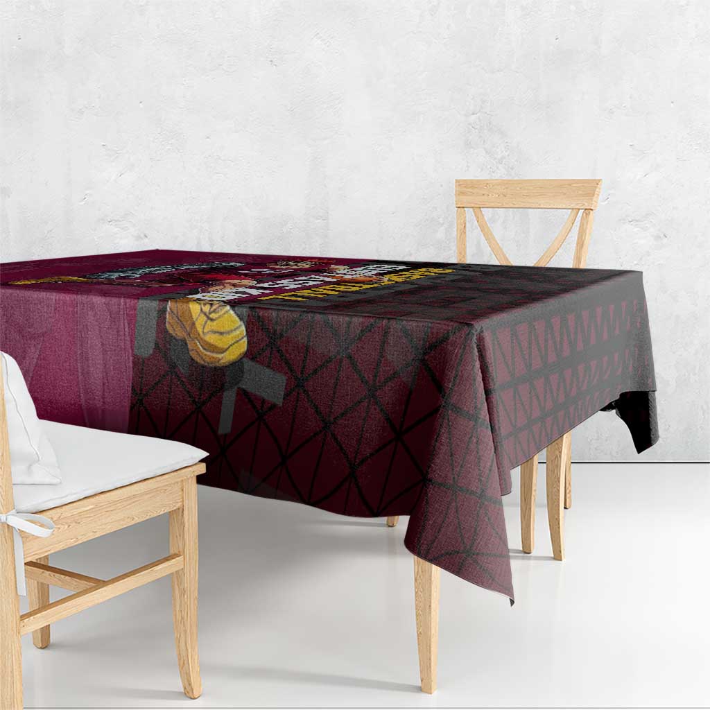 Eustass Kid One Piece Basketball Theme Red and Black Design Tablecloth with Flame Skull Emblem and Mechanical Arm Pose - The Mazicc