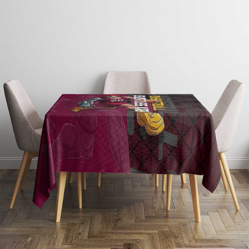 Eustass Kid One Piece Basketball Theme Red and Black Design Tablecloth with Flame Skull Emblem and Mechanical Arm Pose - The Mazicc