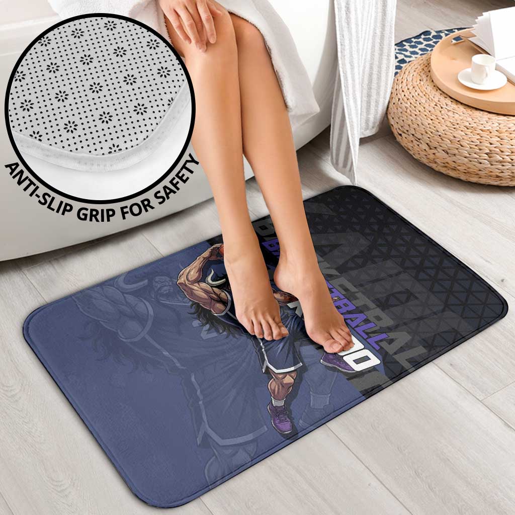 Kaido One Piece Basketball Theme Navy and Black Design Bathroom Set with Dragon Skull Emblem and Power Dunk Pose - The Mazicc