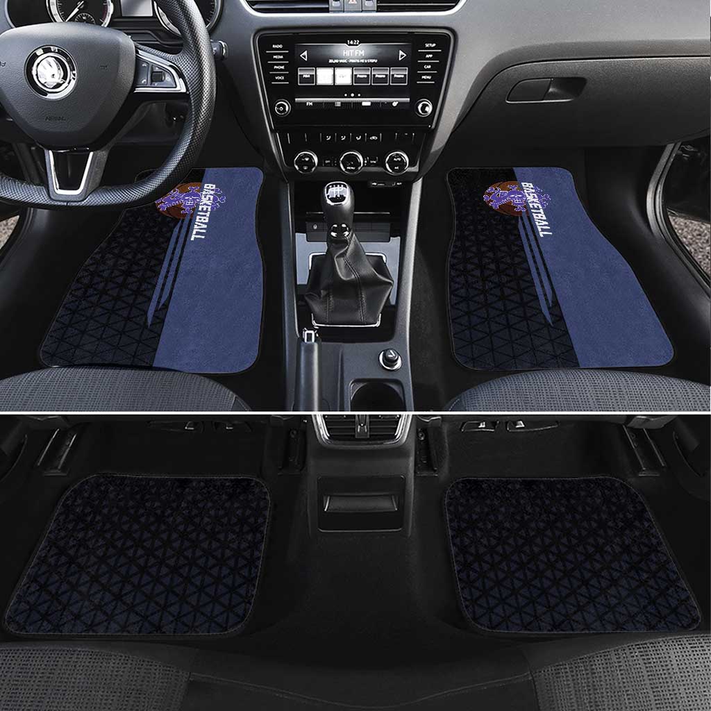 Kaido One Piece Basketball Theme Navy and Black Design Car Mats with Dragon Skull Emblem and Power Dunk Pose - The Mazicc