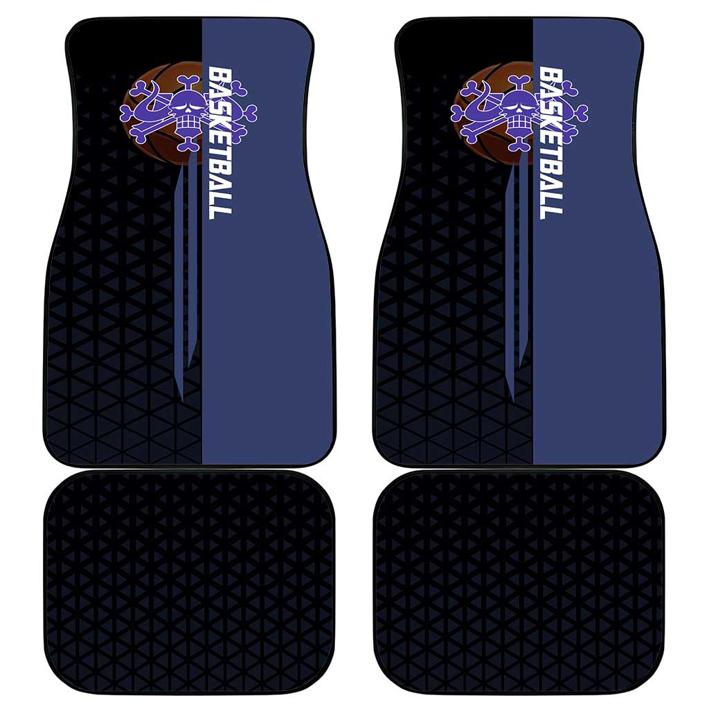 Kaido One Piece Basketball Theme Navy and Black Design Car Mats with Dragon Skull Emblem and Power Dunk Pose - The Mazicc