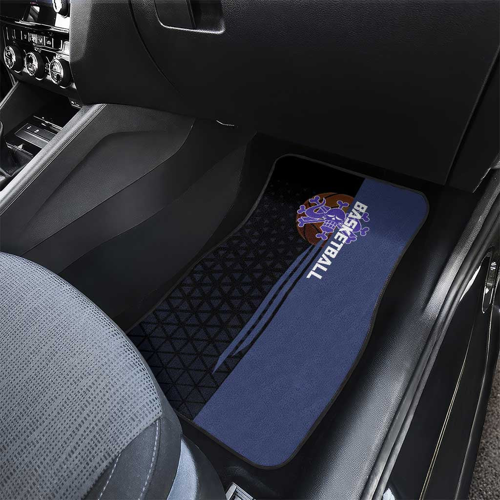 Kaido One Piece Basketball Theme Navy and Black Design Car Mats with Dragon Skull Emblem and Power Dunk Pose - The Mazicc
