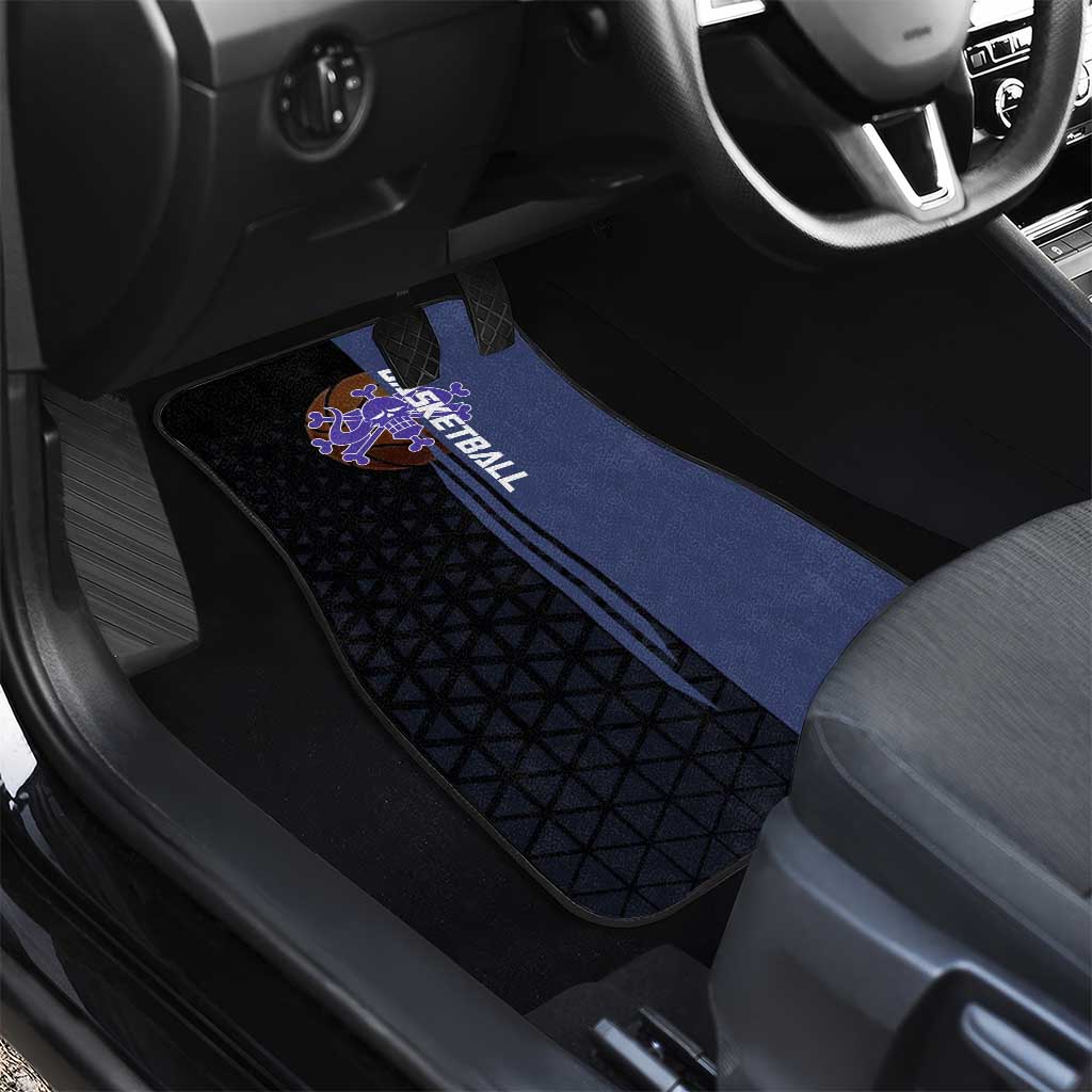 Kaido One Piece Basketball Theme Navy and Black Design Car Mats with Dragon Skull Emblem and Power Dunk Pose - The Mazicc