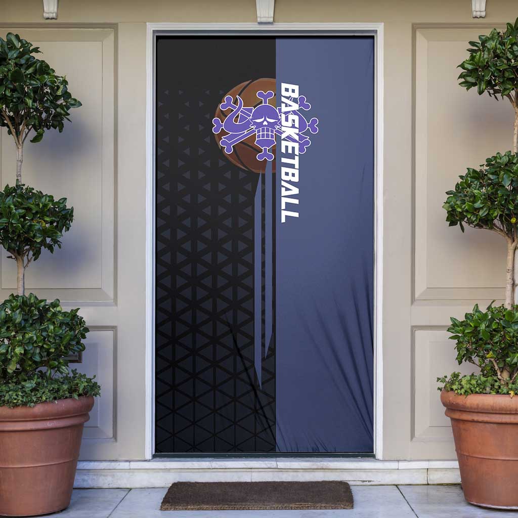 Kaido One Piece Basketball Theme Navy and Black Design Door Cover with Dragon Skull Emblem and Power Dunk Pose - The Mazicc