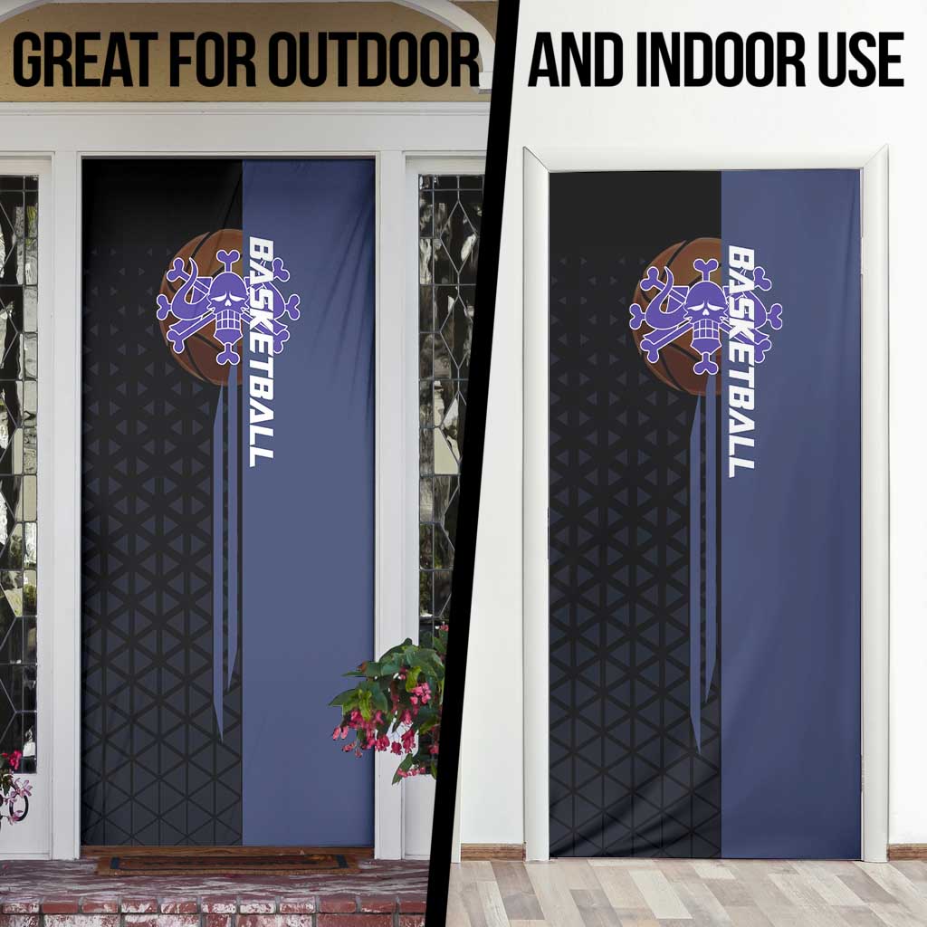 Kaido One Piece Basketball Theme Navy and Black Design Door Cover with Dragon Skull Emblem and Power Dunk Pose - The Mazicc