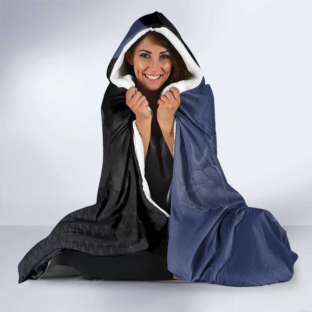 Kaido One Piece Basketball Theme Navy and Black Design Hooded Blanket with Dragon Skull Emblem and Power Dunk Pose - The Mazicc