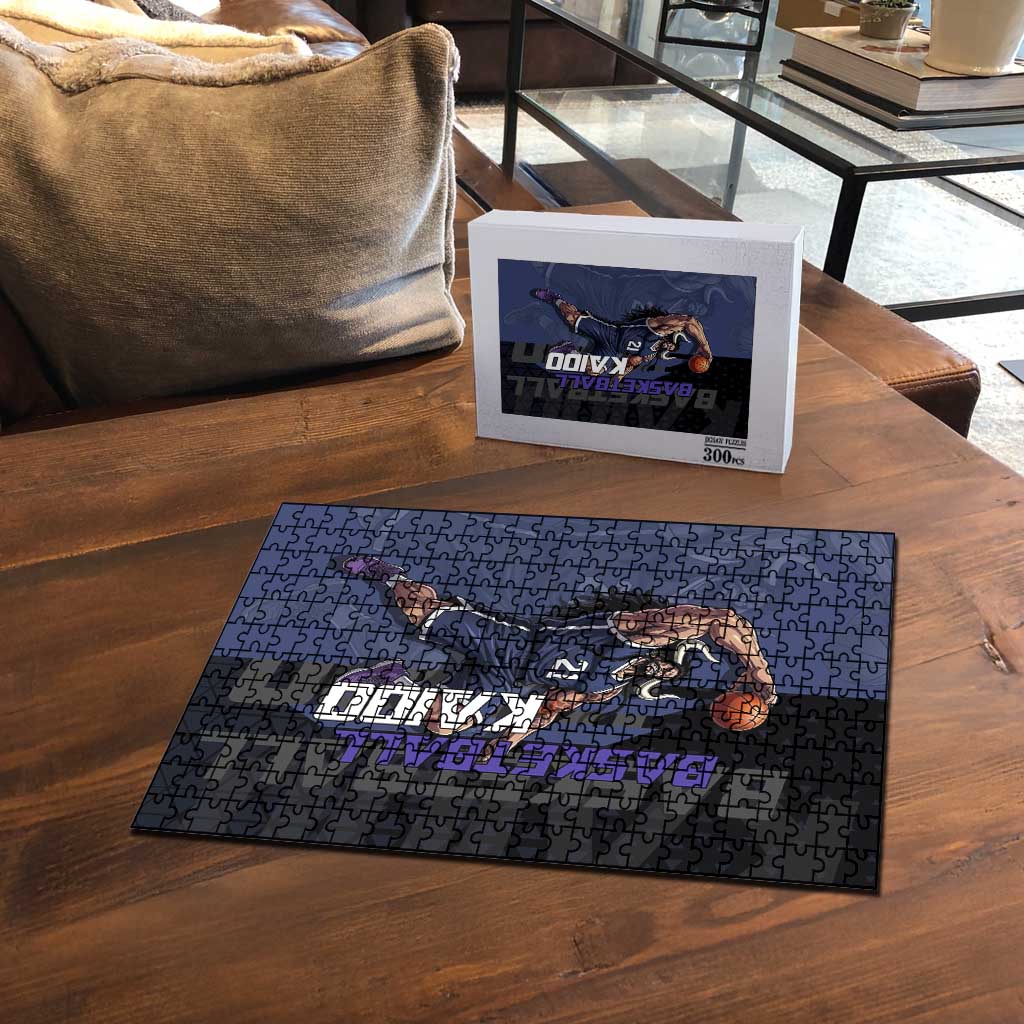 Kaido One Piece Basketball Theme Navy and Black Design Puzzle with Dragon Skull Emblem and Power Dunk Pose - The Mazicc