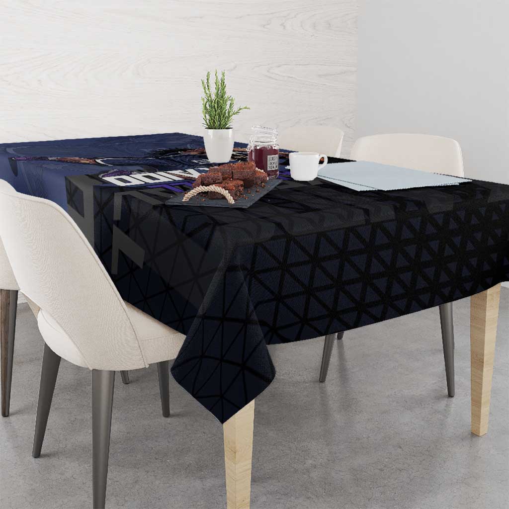 Kaido One Piece Basketball Theme Navy and Black Design Tablecloth with Dragon Skull Emblem and Power Dunk Pose - The Mazicc