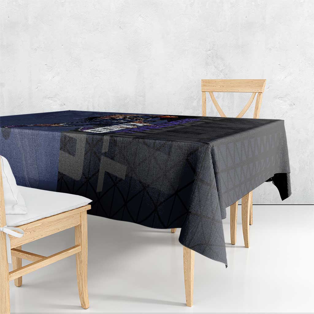 Kaido One Piece Basketball Theme Navy and Black Design Tablecloth with Dragon Skull Emblem and Power Dunk Pose - The Mazicc
