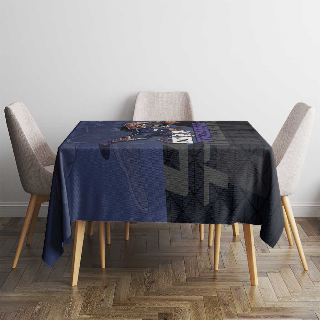 Kaido One Piece Basketball Theme Navy and Black Design Tablecloth with Dragon Skull Emblem and Power Dunk Pose - The Mazicc