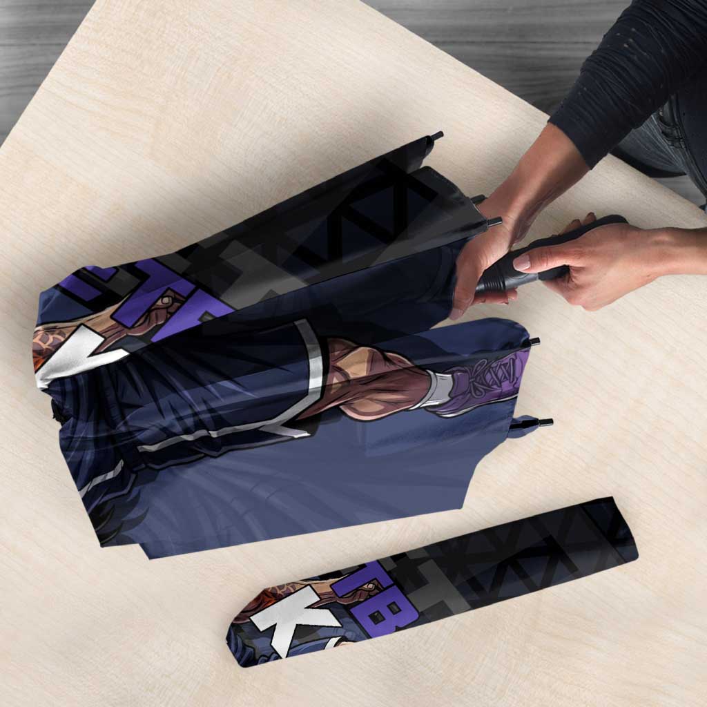 Kaido One Piece Basketball Theme Navy and Black Design Umbrella with Dragon Skull Emblem and Power Dunk Pose - The Mazicc