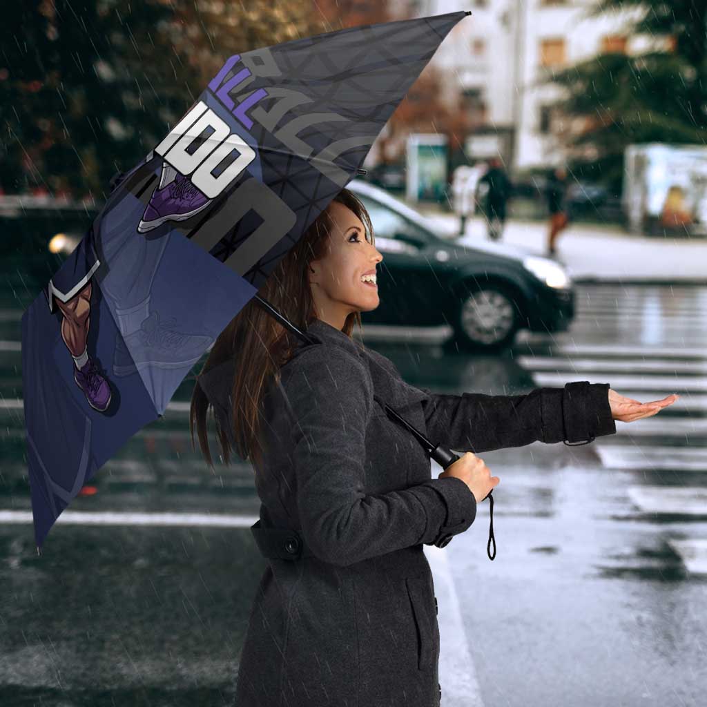 Kaido One Piece Basketball Theme Navy and Black Design Umbrella with Dragon Skull Emblem and Power Dunk Pose - The Mazicc