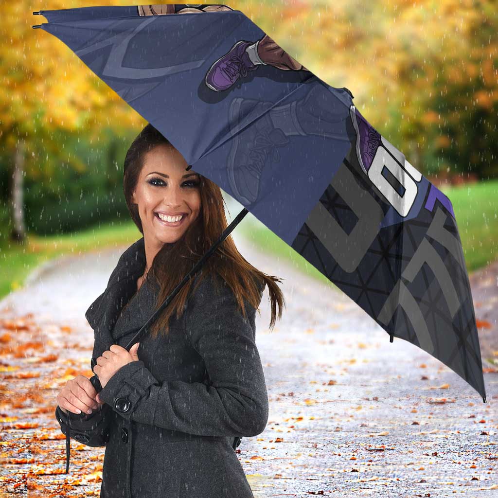 Kaido One Piece Basketball Theme Navy and Black Design Umbrella with Dragon Skull Emblem and Power Dunk Pose - The Mazicc