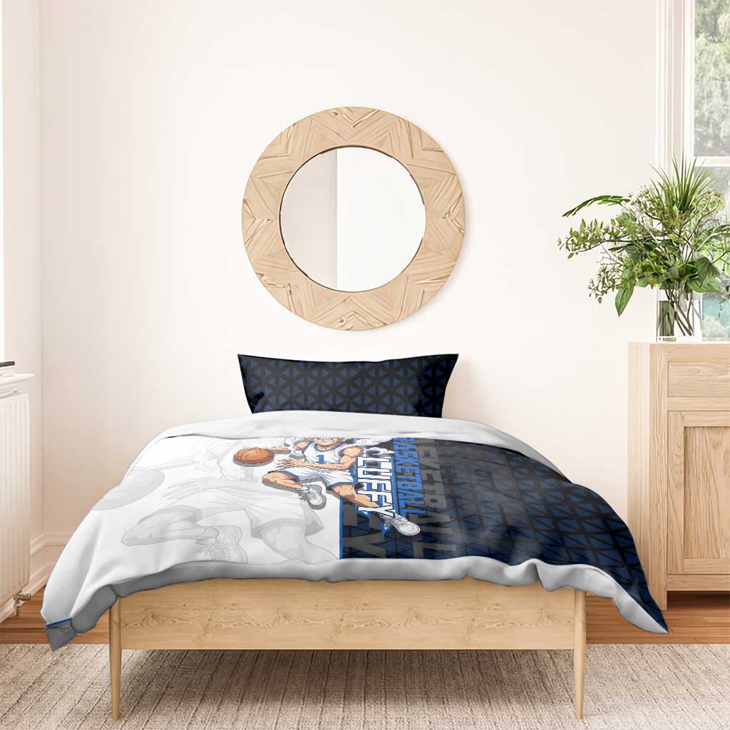 Luffy Gear 5 One Piece Basketball Theme White and Black Design Bedding Set with Straw Hat Emblem and Dynamic Action Pose - The Mazicc