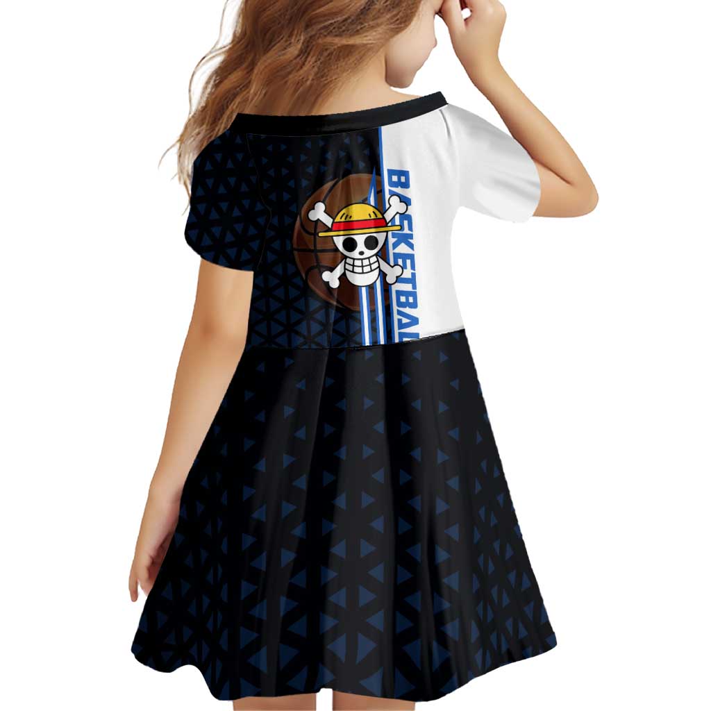 Luffy Gear 5 One Piece Basketball Theme White and Black Design Family Matching Off Shoulder Maxi Dress and Hawaiian Shirt with Straw Hat Emblem and Dynamic Action Pose