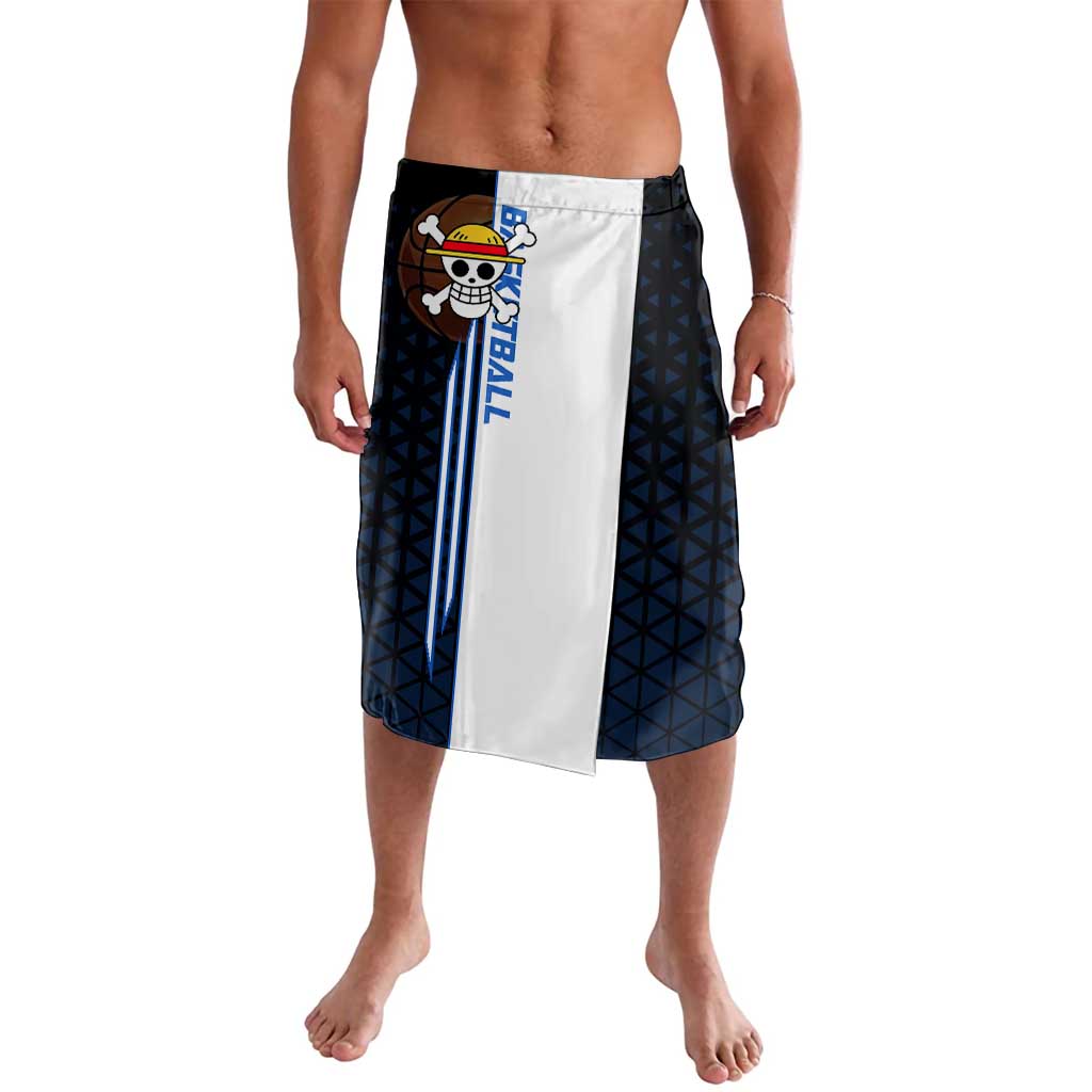 Luffy Gear 5 One Piece Basketball Theme White and Black Design Lavalava with Straw Hat Emblem and Dynamic Action Pose - The Mazicc
