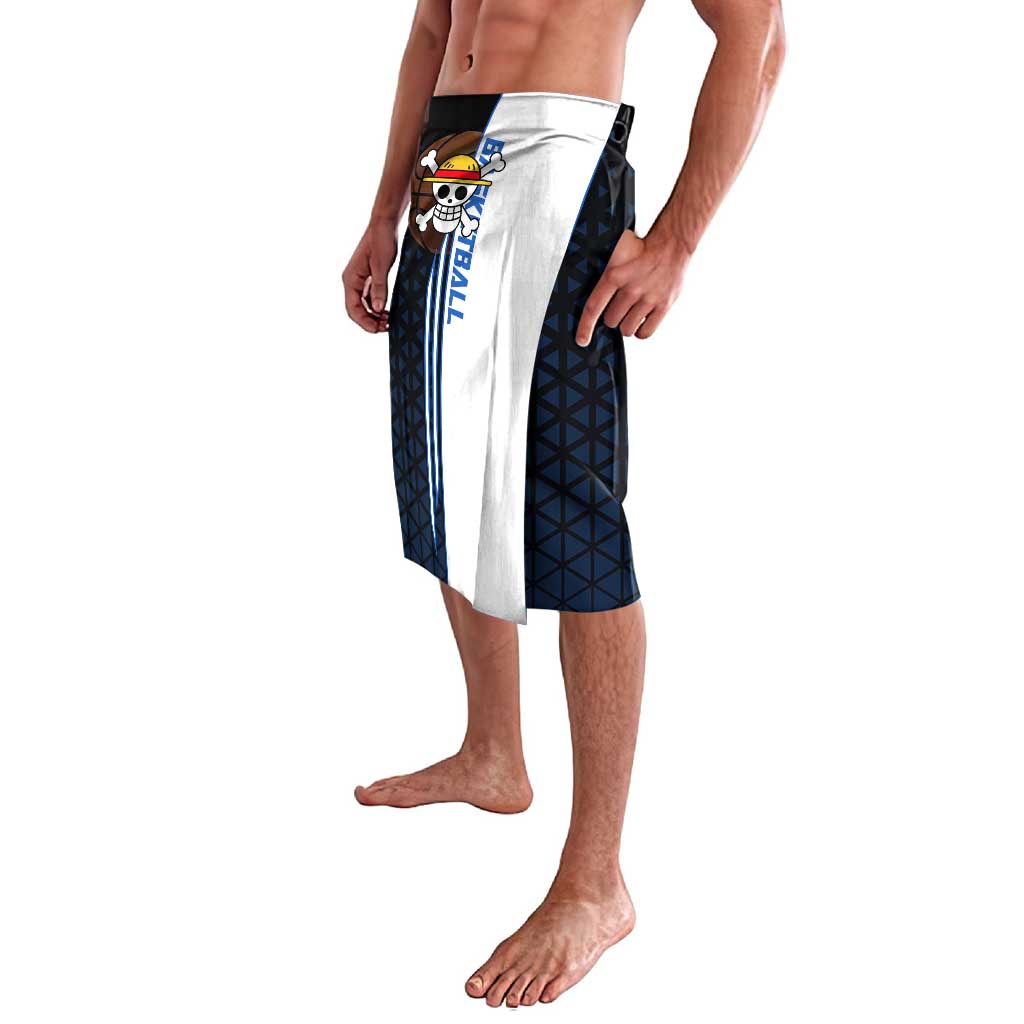 Luffy Gear 5 One Piece Basketball Theme White and Black Design Lavalava with Straw Hat Emblem and Dynamic Action Pose - The Mazicc