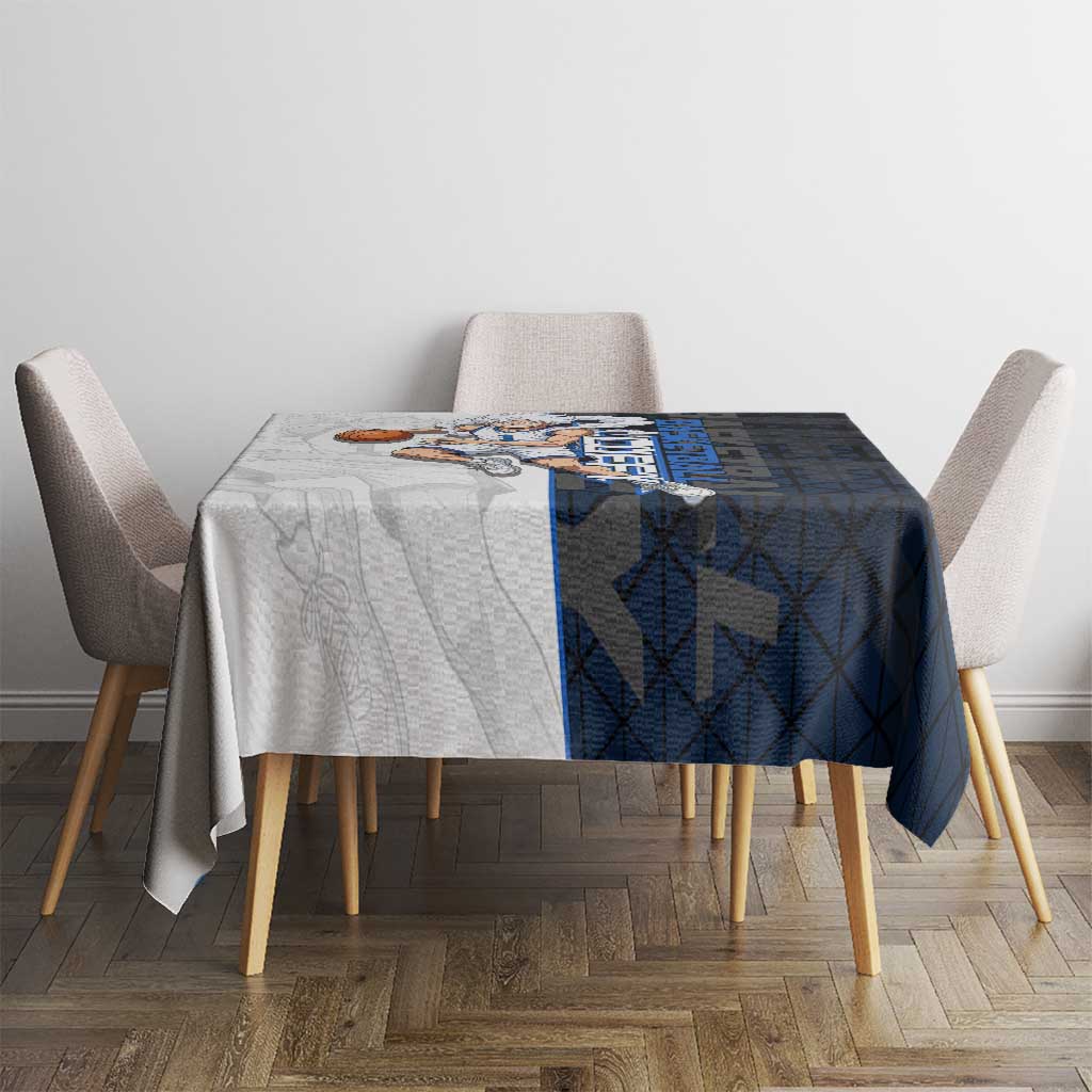 Luffy Gear 5 One Piece Basketball Theme White and Black Design Tablecloth with Straw Hat Emblem and Dynamic Action Pose - The Mazicc