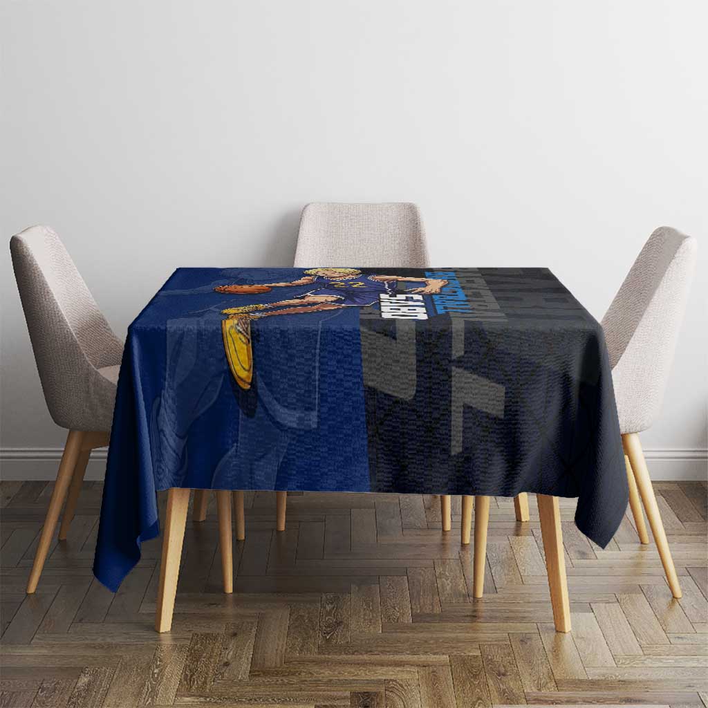 Sabo One Piece Basketball Theme Blue and Black Design Tablecloth with Top Hat Emblem and Action Dribble Pose - The Mazicc
