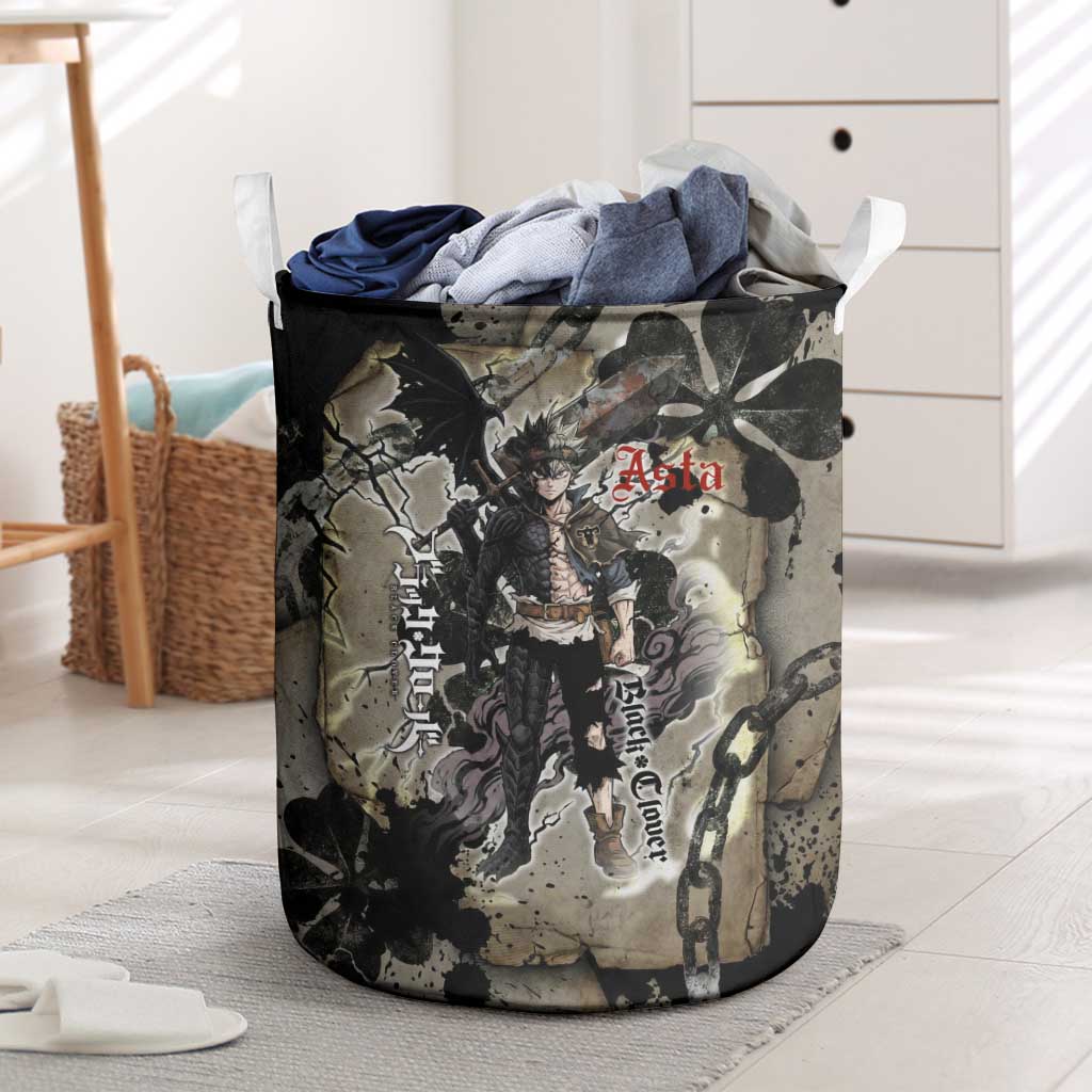 Asta Black Clover Laundry Basket Grunge Anime Style with Gothic Clover Symbolism