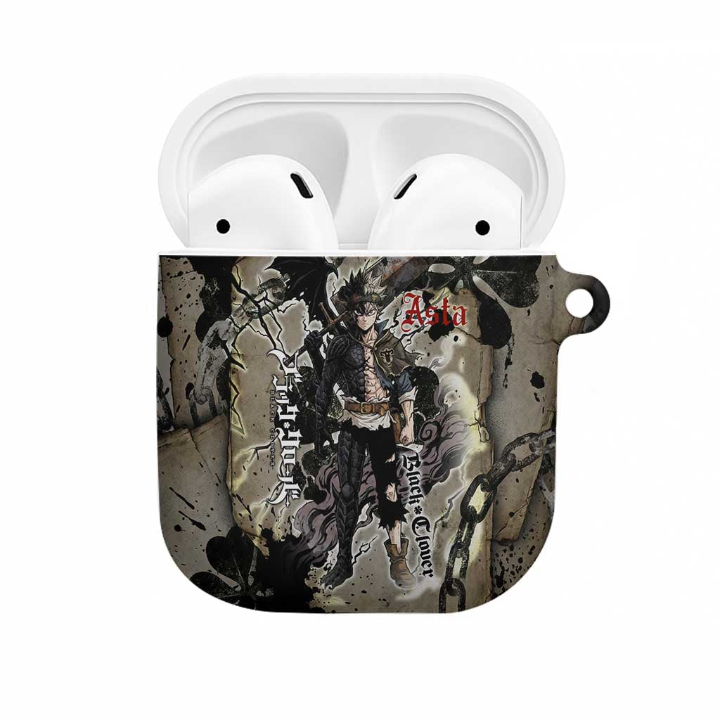 Asta Black Clover AirPods Case Grunge Anime Style with Gothic Clover Symbolism