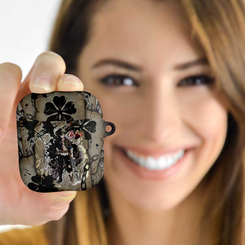 Asta Black Clover AirPods Case Grunge Anime Style with Gothic Clover Symbolism