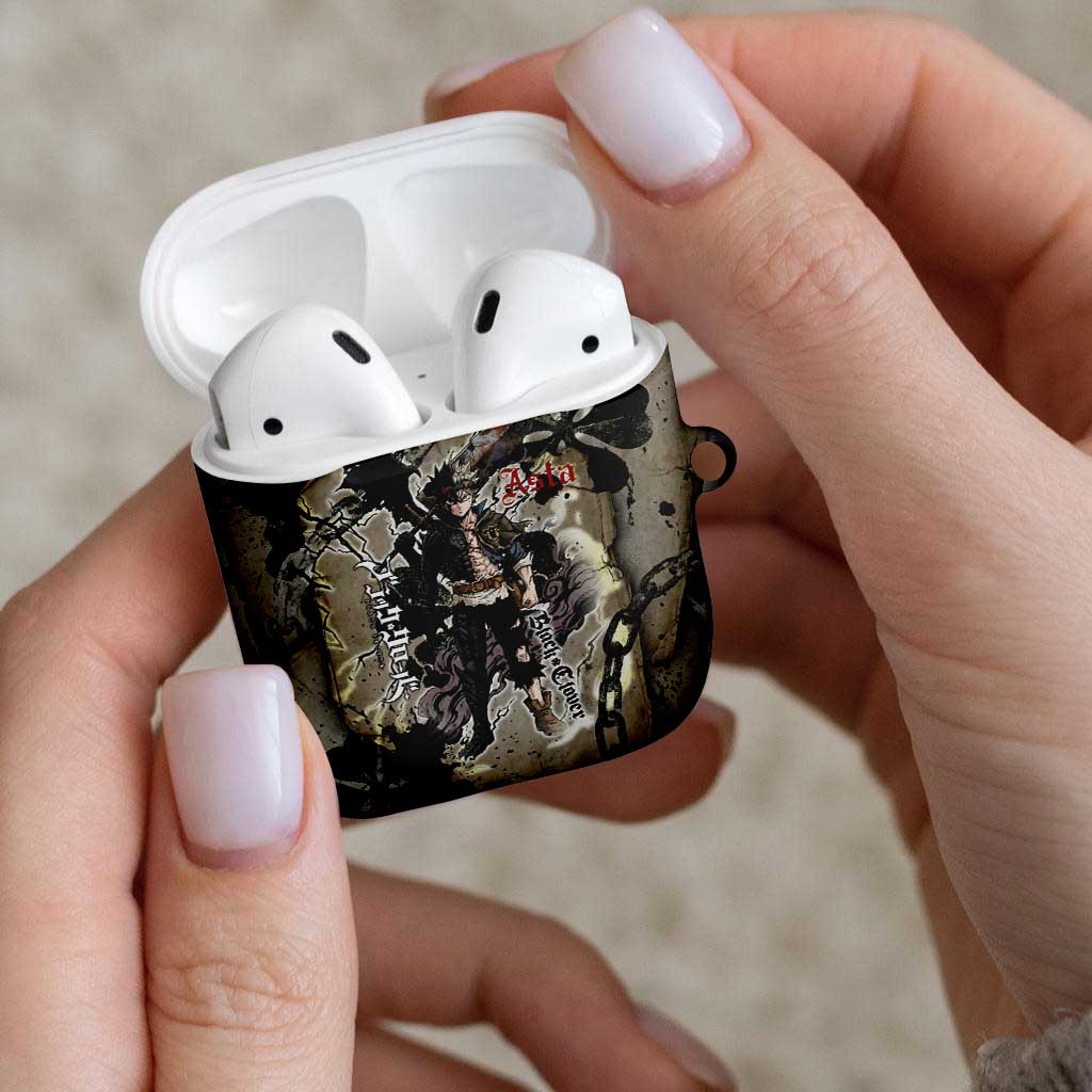 Asta Black Clover AirPods Case Grunge Anime Style with Gothic Clover Symbolism